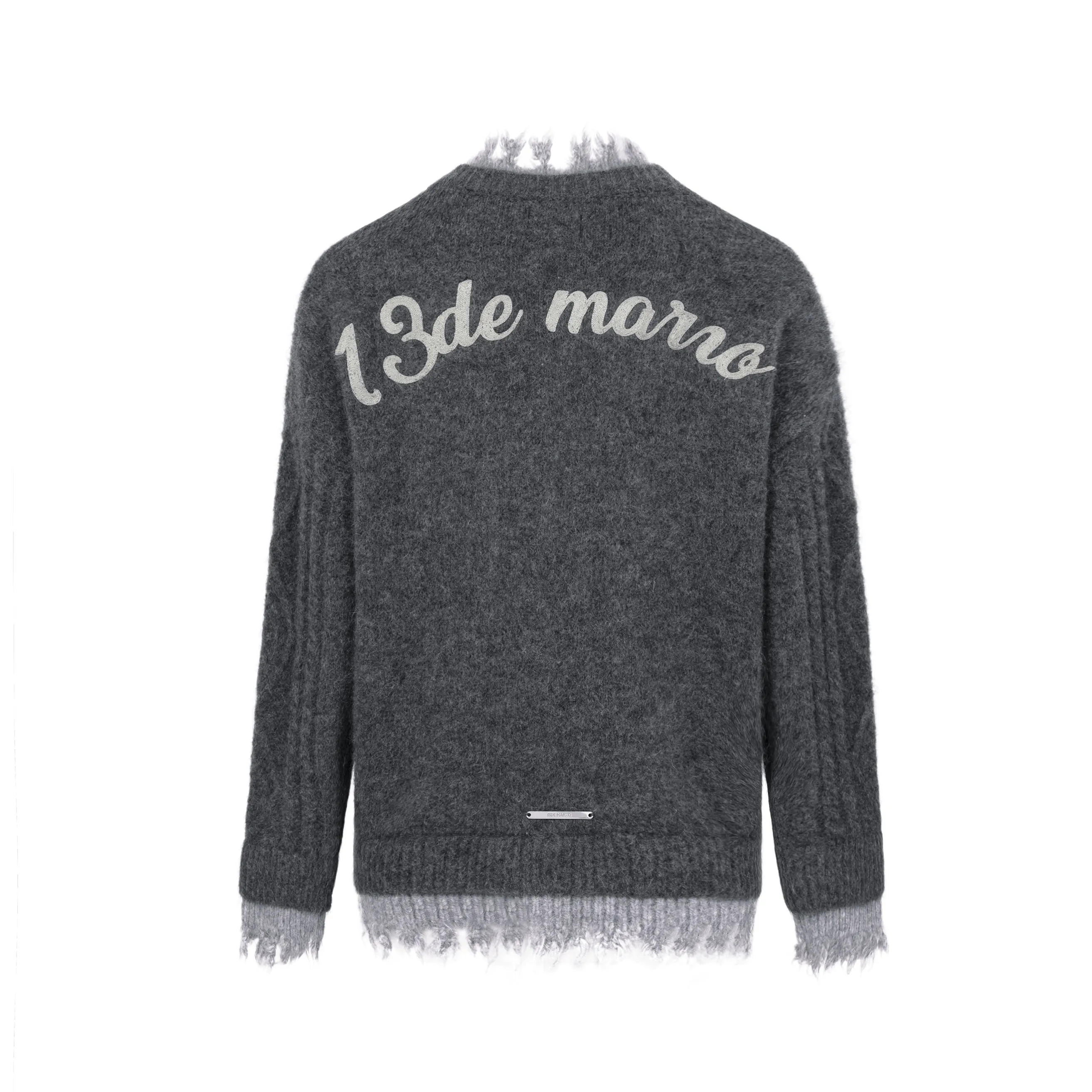13DE MARZO Bear Button Unedged Cardigan