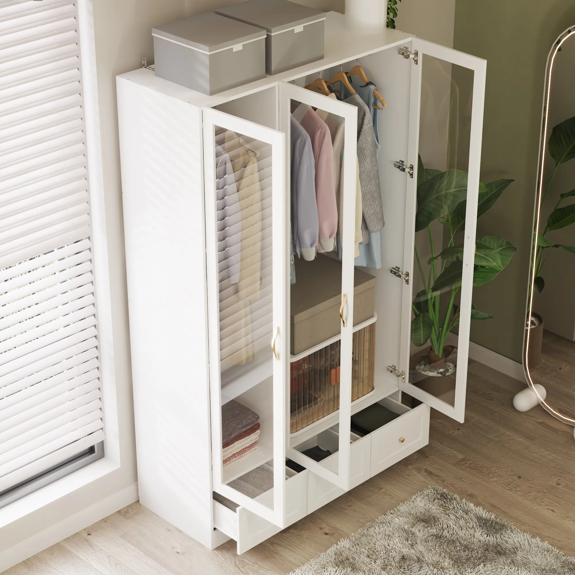 3-Door 3-Drawer Wardrobe With Elegant Design