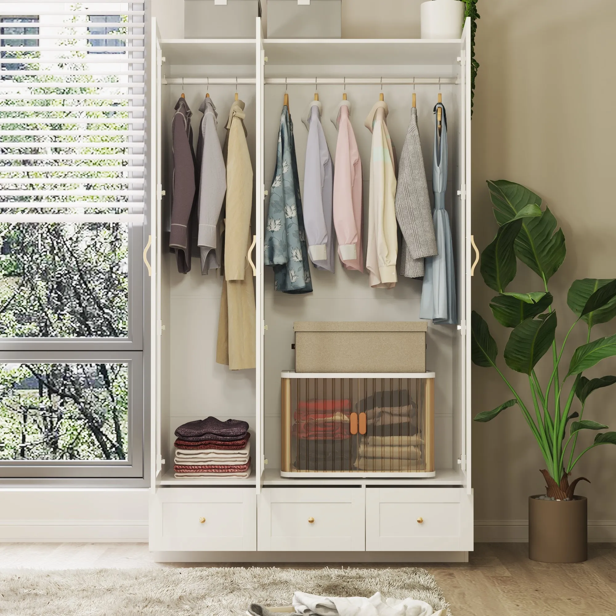 3-Door 3-Drawer Wardrobe With Elegant Design