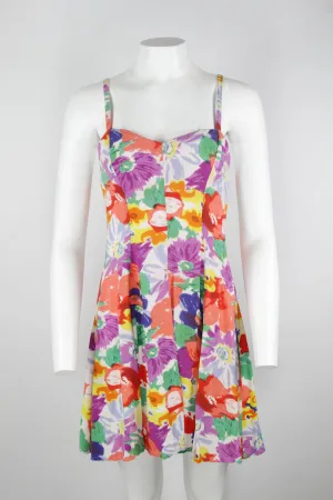 90s short strappy floral dress - S