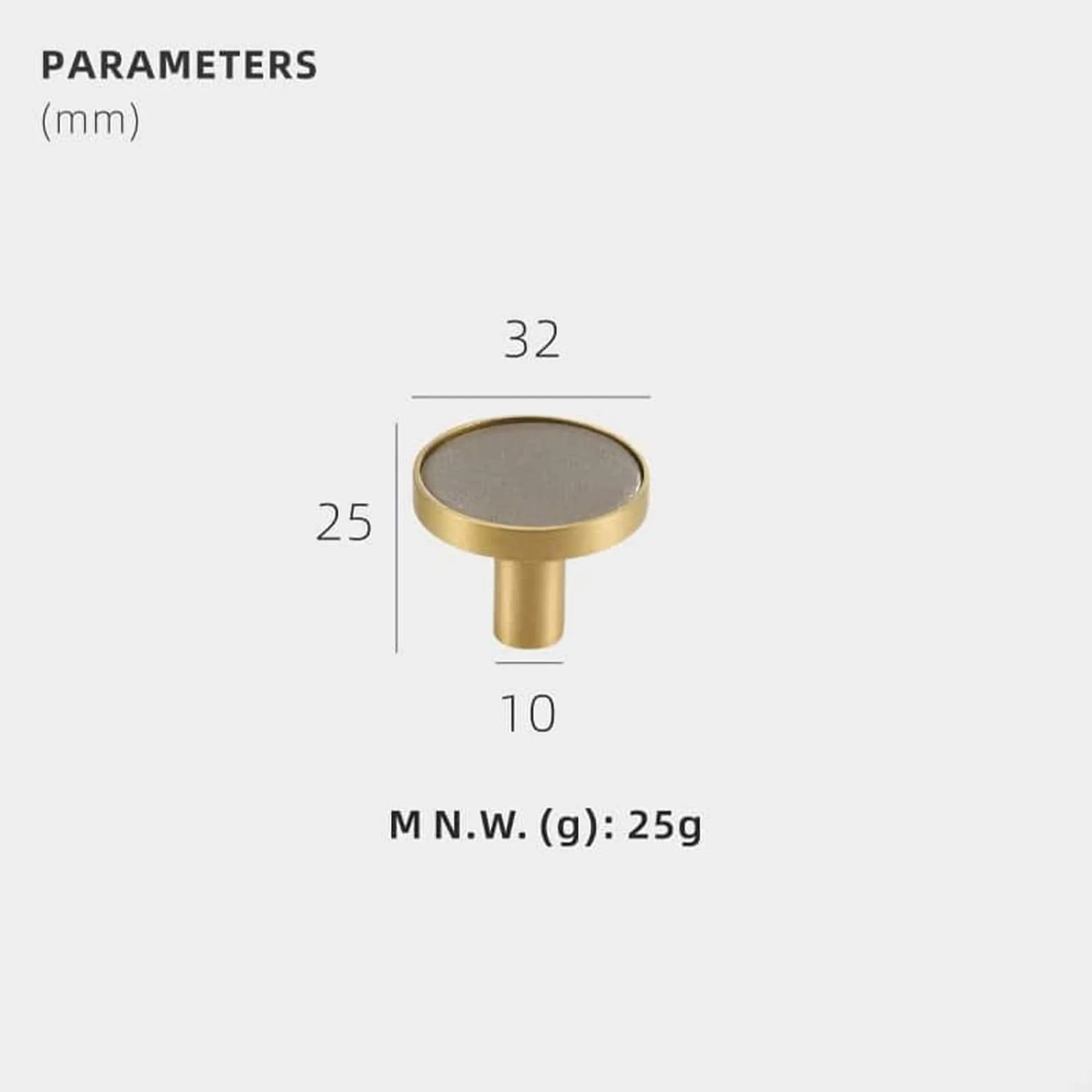 AMINTA / Solid Brass & Leather Furniture Knobs