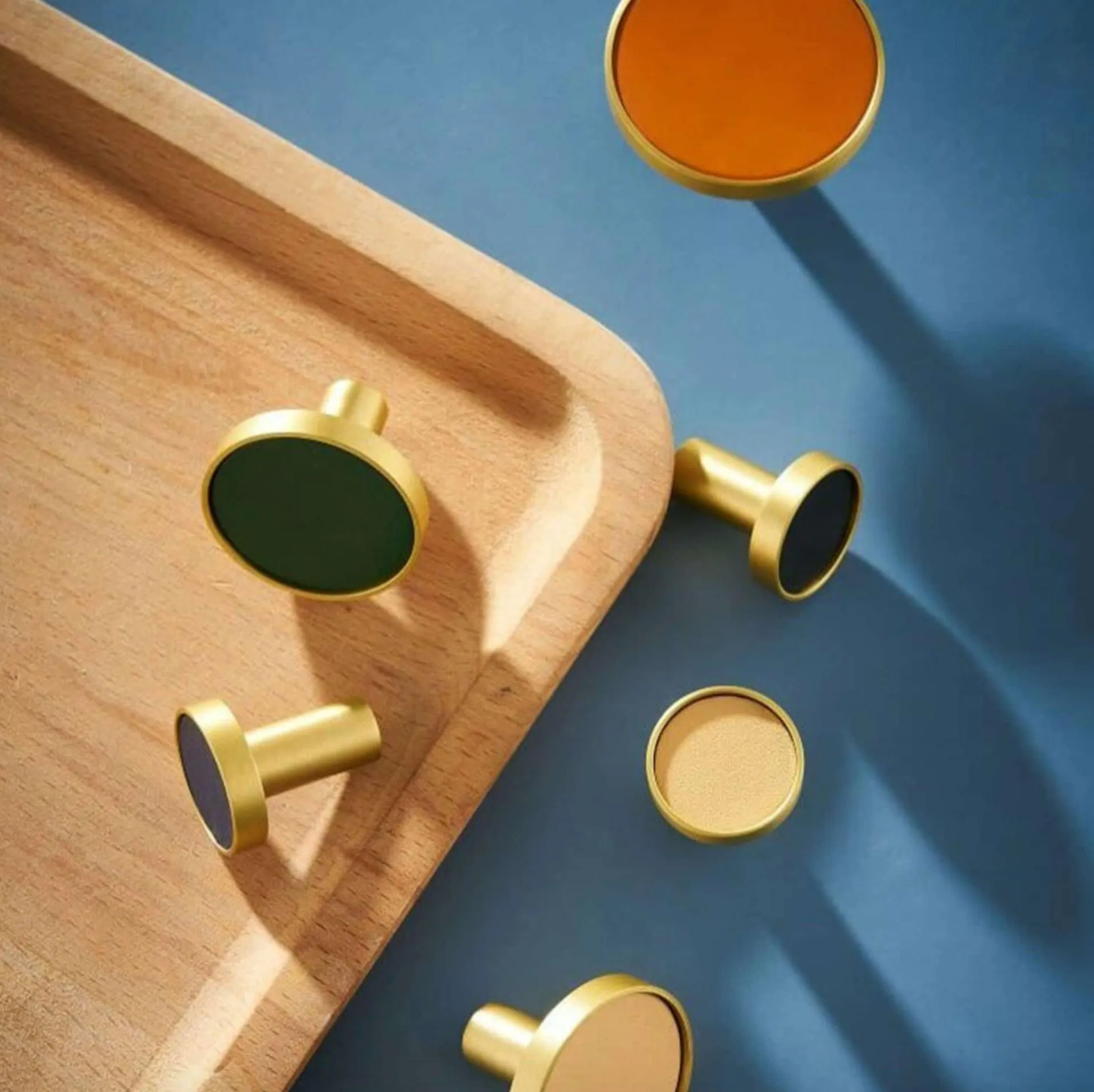 AMINTA / Solid Brass & Leather Furniture Knobs