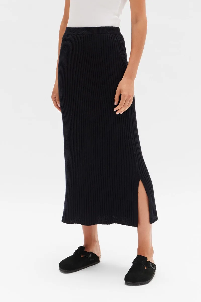 Assembly Label - Wool Cashmere Rib Skirt - Black