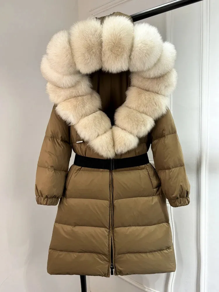 Aurora Real Fox Fur Down Coat