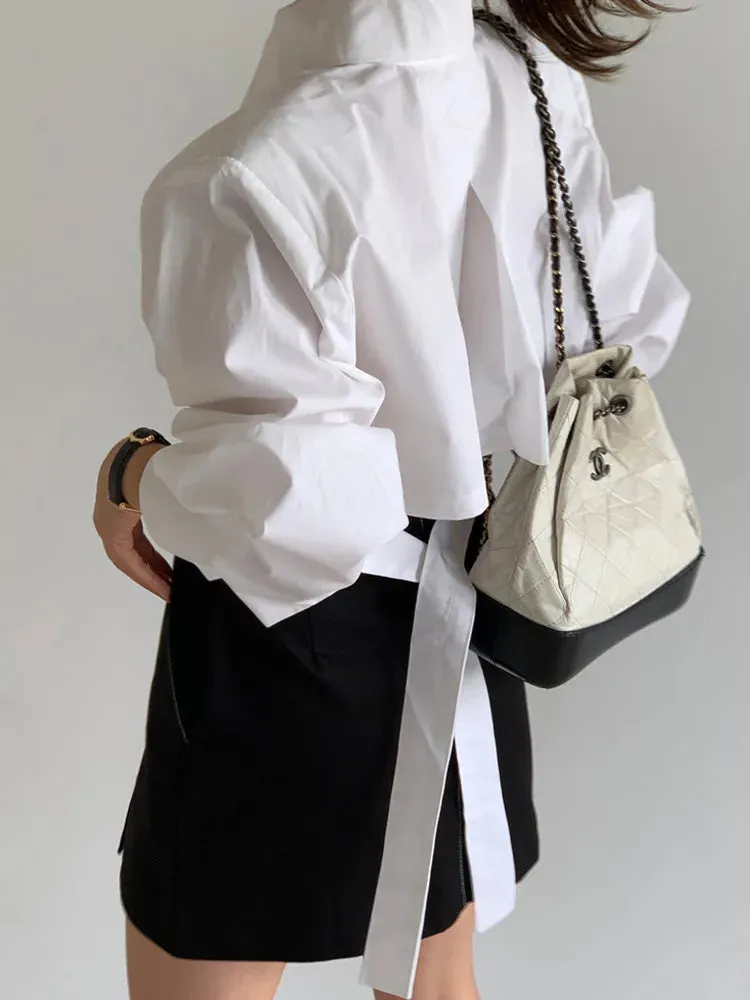 Back Tie Cropped Blouse