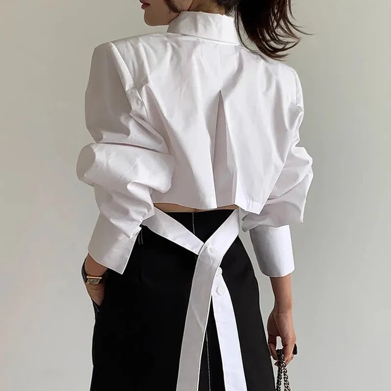 Back Tie Cropped Blouse