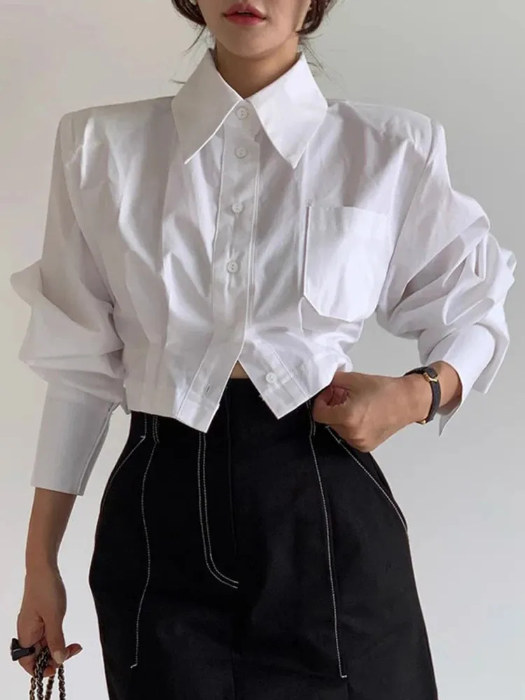 Back Tie Cropped Blouse