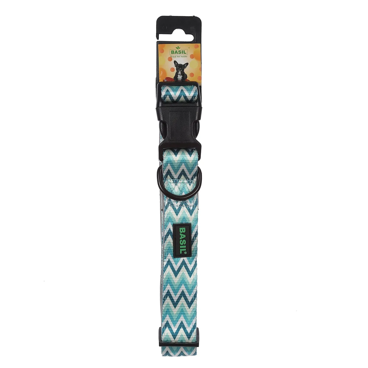 BASIL Padded Adjustable Pet Collar, 4 Ft Leash & Harness (Zig Zag Green)