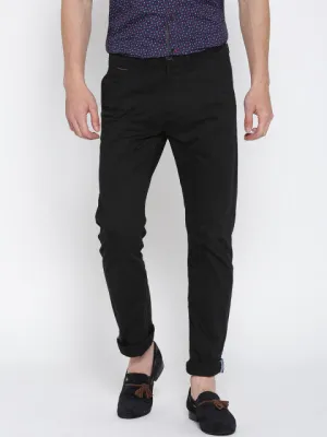 Being Human Men Black Solid Slim Fit Flat-Front Trousers