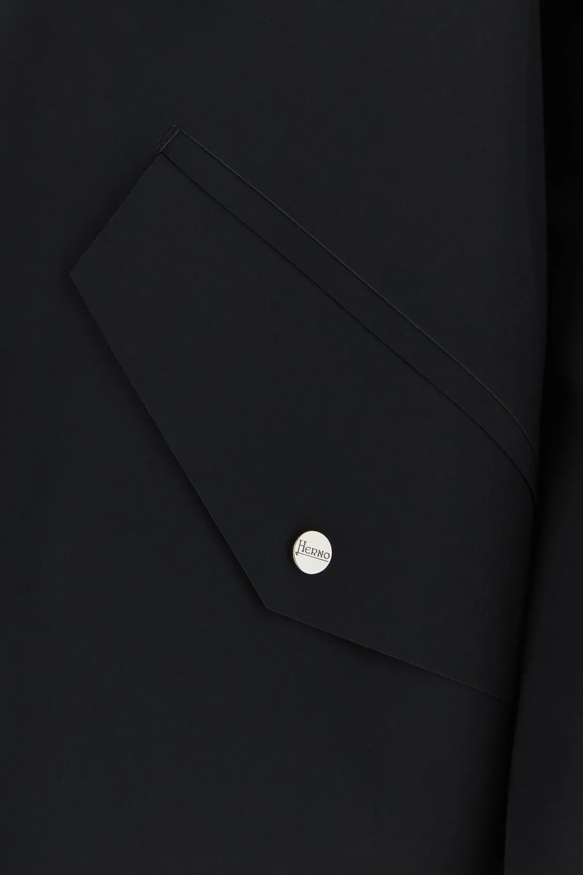 Black stretch nylon overcoat
