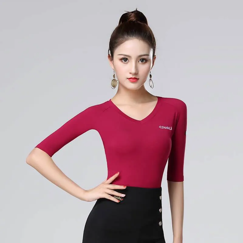 Boat Neck Short Sleeve Latin/Ballroom Top