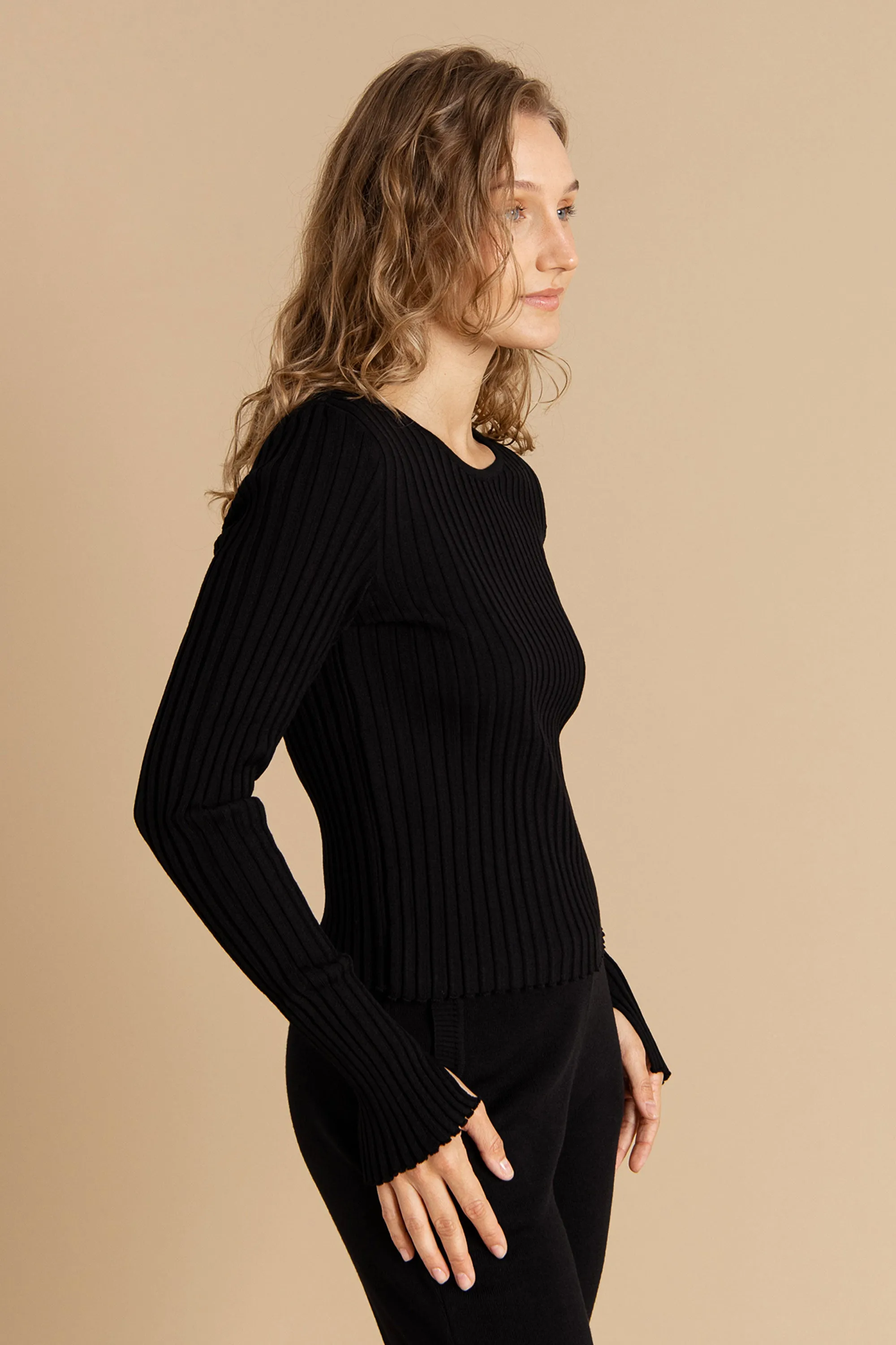 Brera 100% Merino Long-Sleeve Top Black