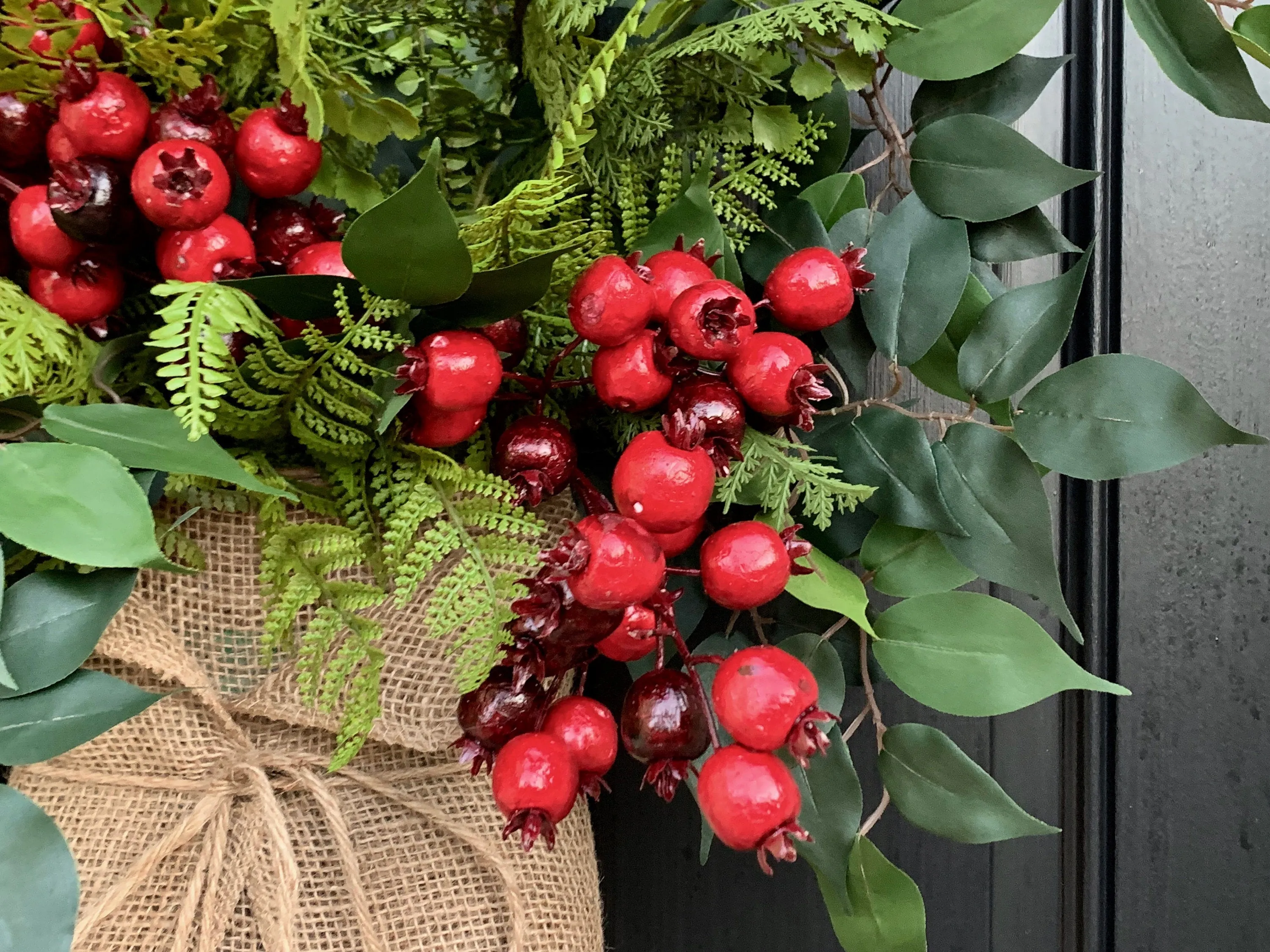 Burlap-Wrapped Winter Door Bouquet
