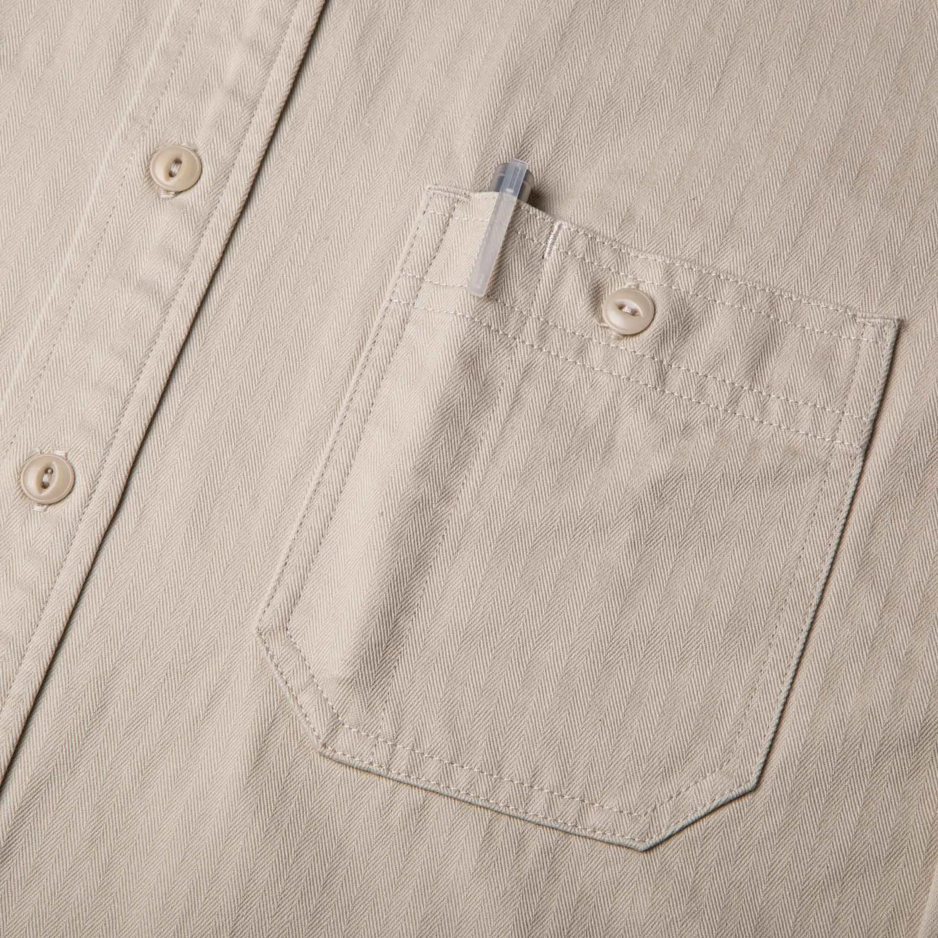 BWS-02 UTILITY SHIRT 8 oz. ivory herringbone