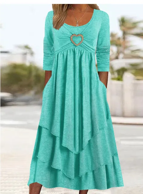Casual Jersey Grommets Loose Dress