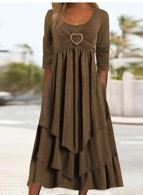 Casual Jersey Grommets Loose Dress