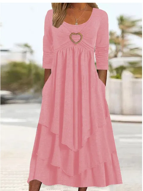 Casual Jersey Grommets Loose Dress