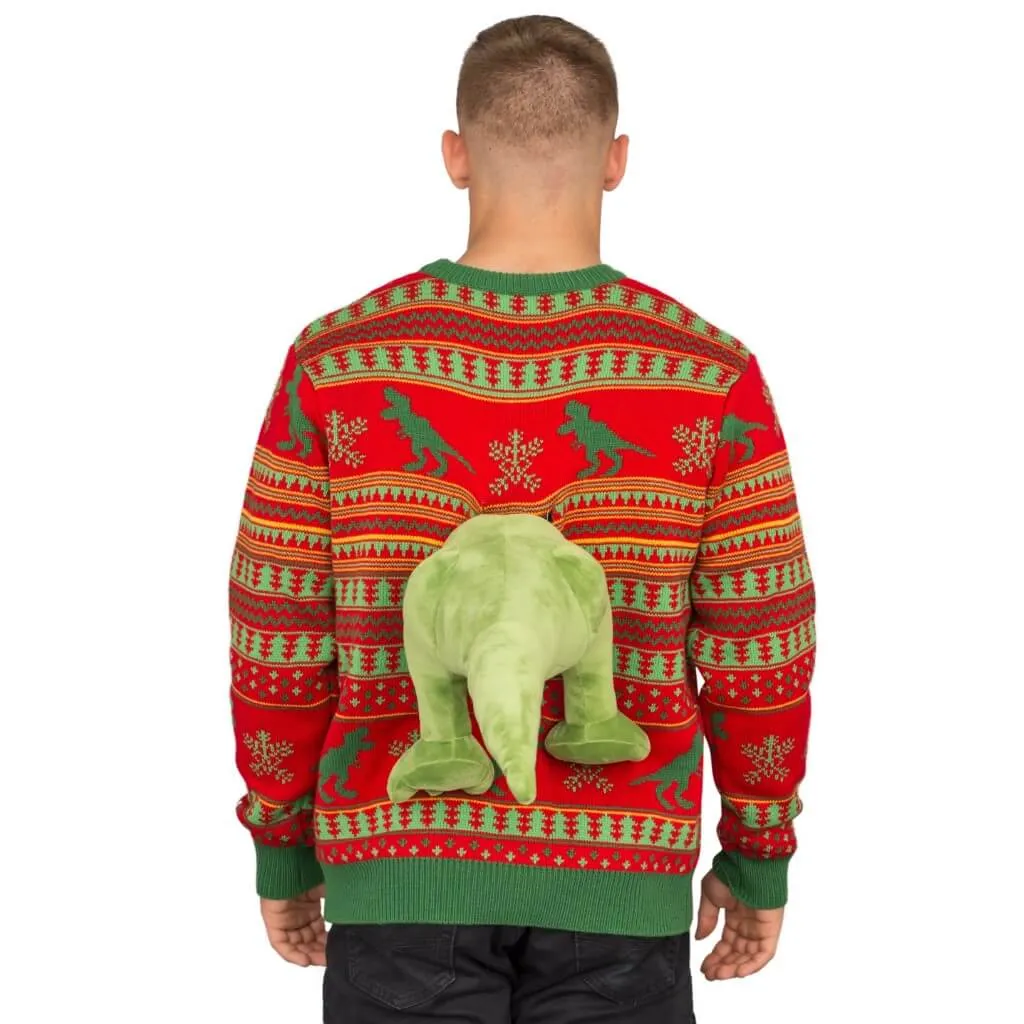 Christmas Sweater JulesRoche 3D T-Rex Dinosaur Design