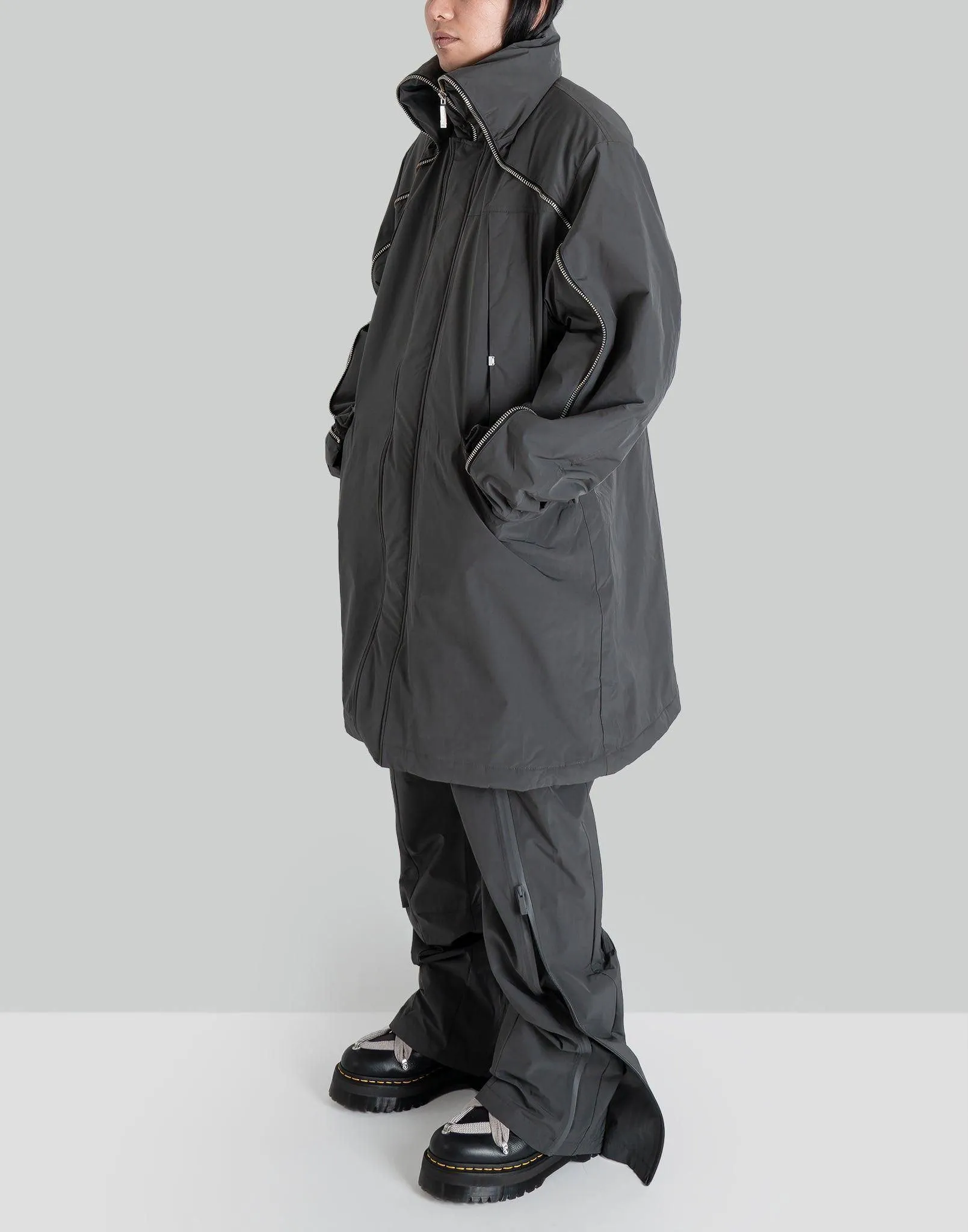 Continuous Zipper Quilted Coat
