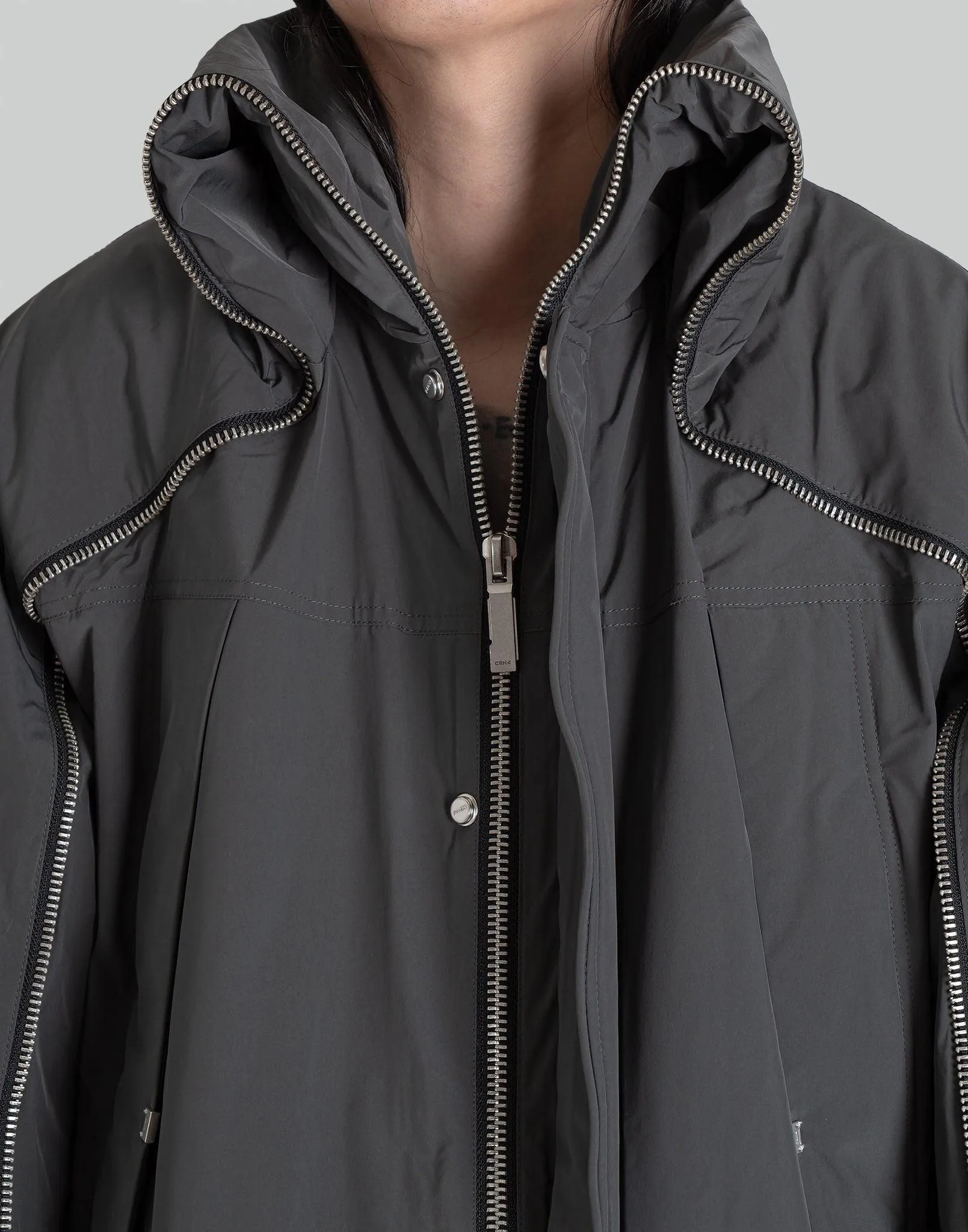 Continuous Zipper Quilted Coat