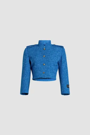Cropped sailor jacket in sustainable wool and organic cotton tweed