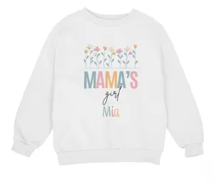 Custom Name Long Sleeve Sweatshirt for Toddler Girls, Mama's Girl Text