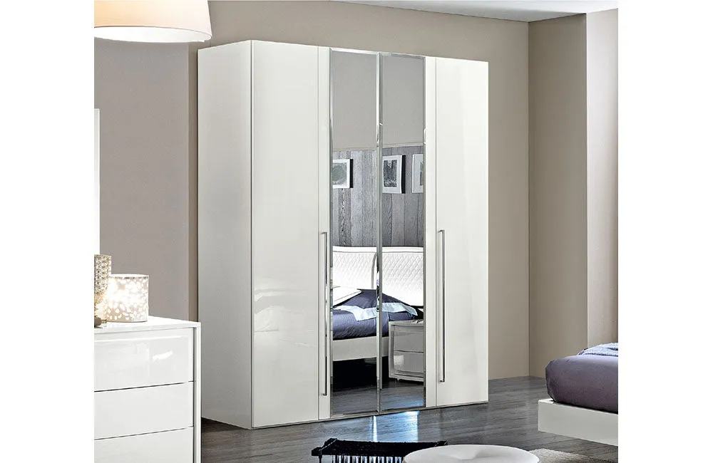 Dama Bianca 4 Doors Wardrobe w/2 Mirrors
