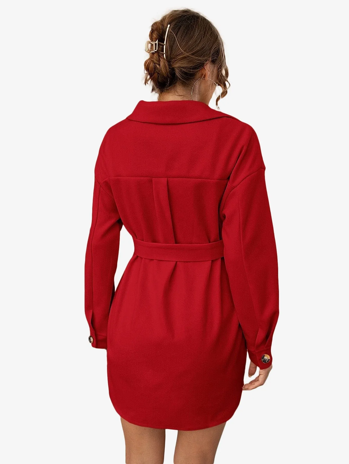 Drop Shoulder Flap Pocket Belted Overcoat
