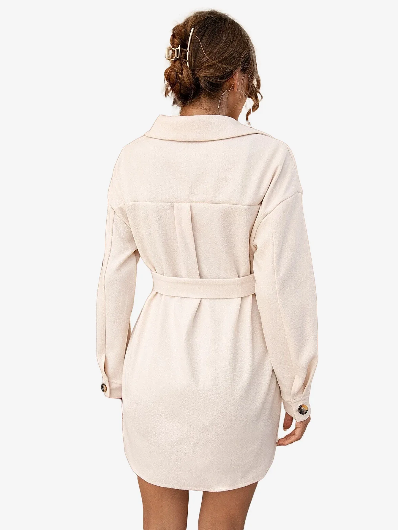 Drop Shoulder Flap Pocket Belted Overcoat