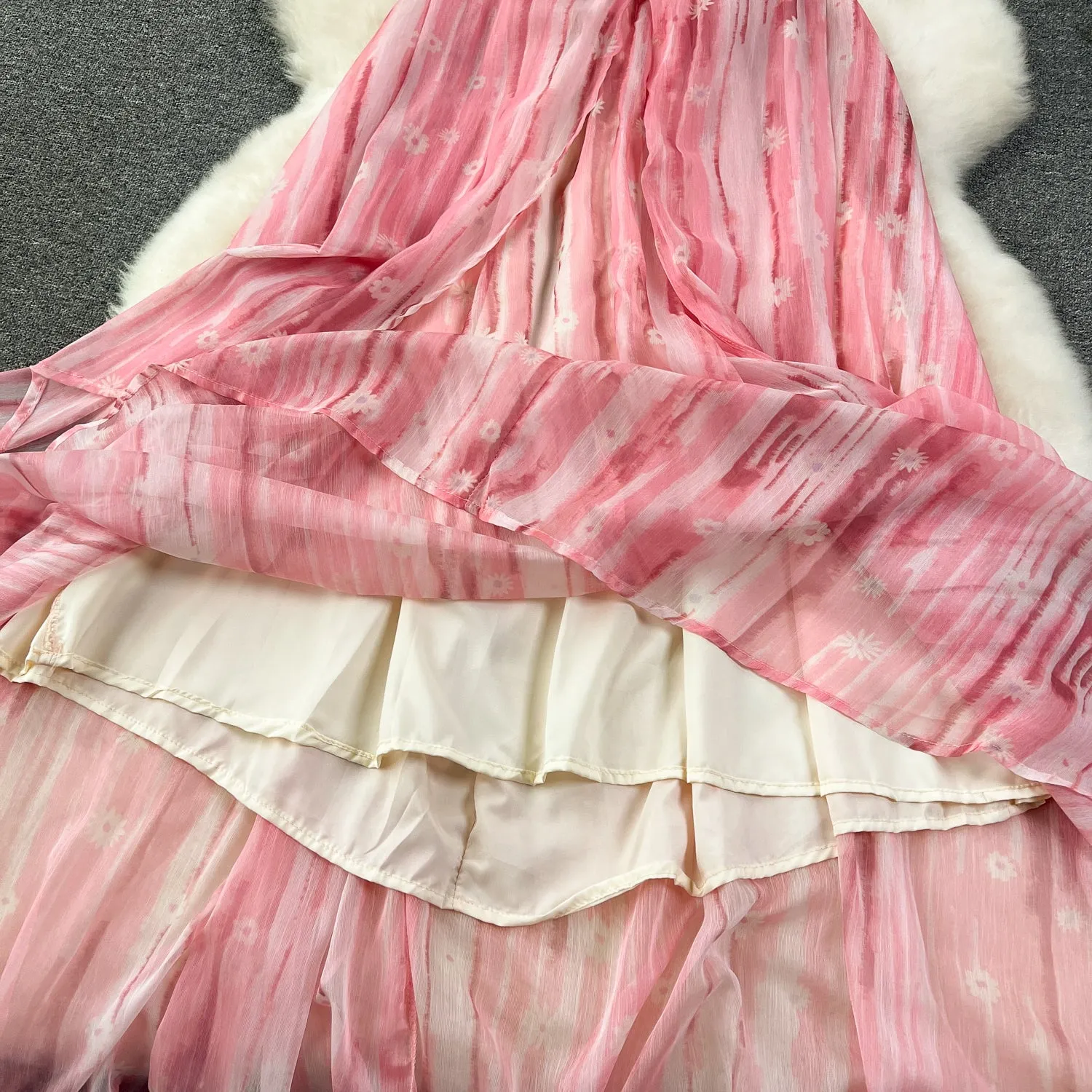Fairy Backless Floral Pink Dress