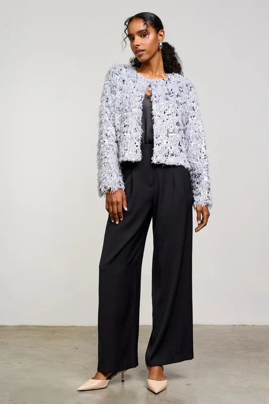 FINAL SALE!! Sparkle On Sequin Cardigan in Silver