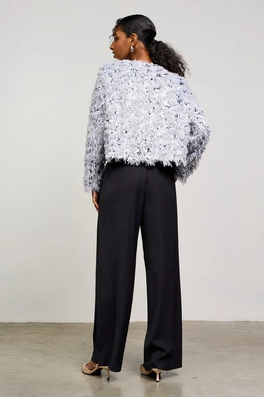 FINAL SALE!! Sparkle On Sequin Cardigan in Silver