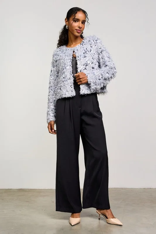 FINAL SALE!! Sparkle On Sequin Cardigan in Silver
