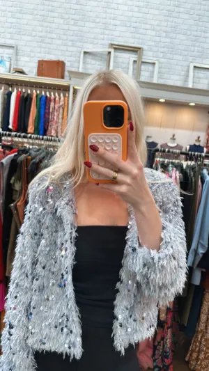 FINAL SALE!! Sparkle On Sequin Cardigan in Silver