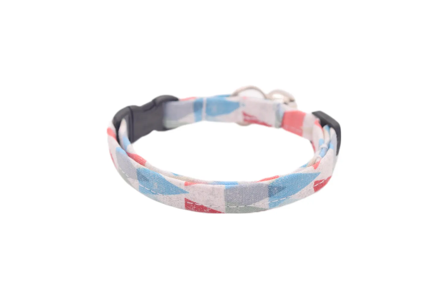 Gray, Blue & Red Geometric Triangles Cat Collar