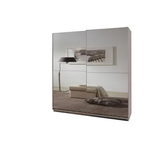 Kro White Mirrored Sliding Door Wardrobe 135Cm