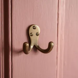 Light Antique Brass Double Wardrobe Hook