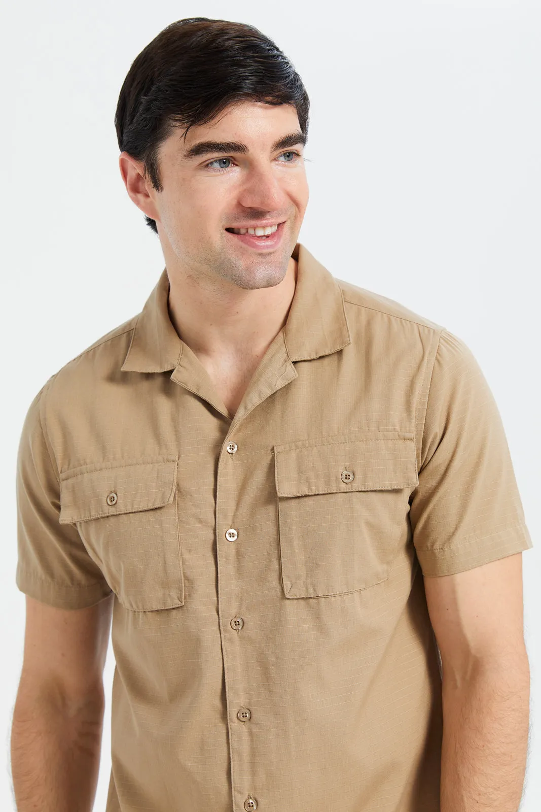 Men Beige Utility Shirt