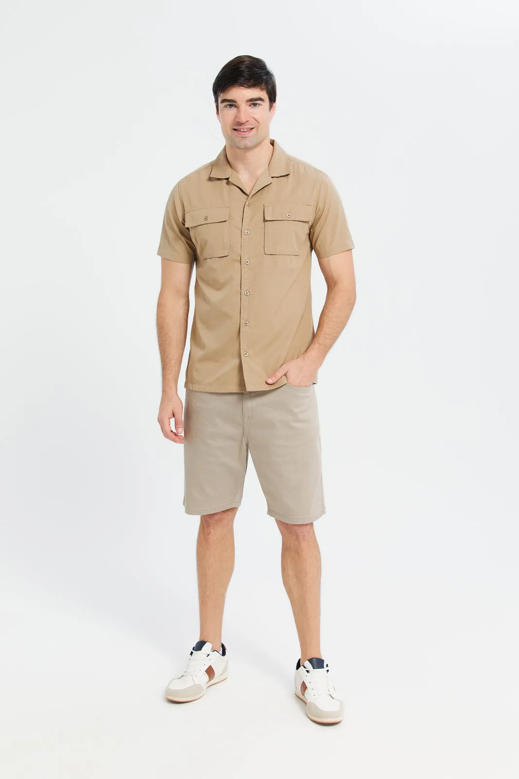 Men Beige Utility Shirt