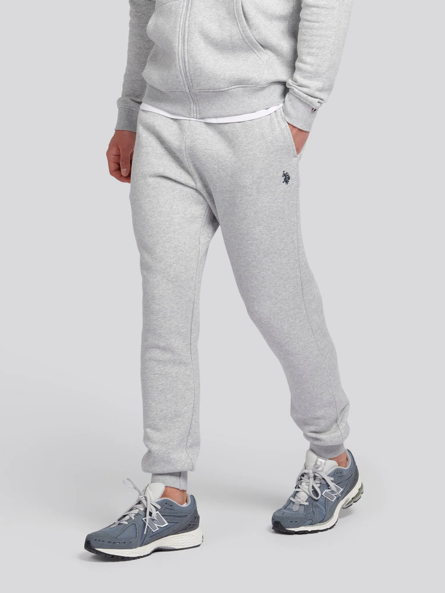Mens Double Horsemen Joggers in Mid Grey Marl