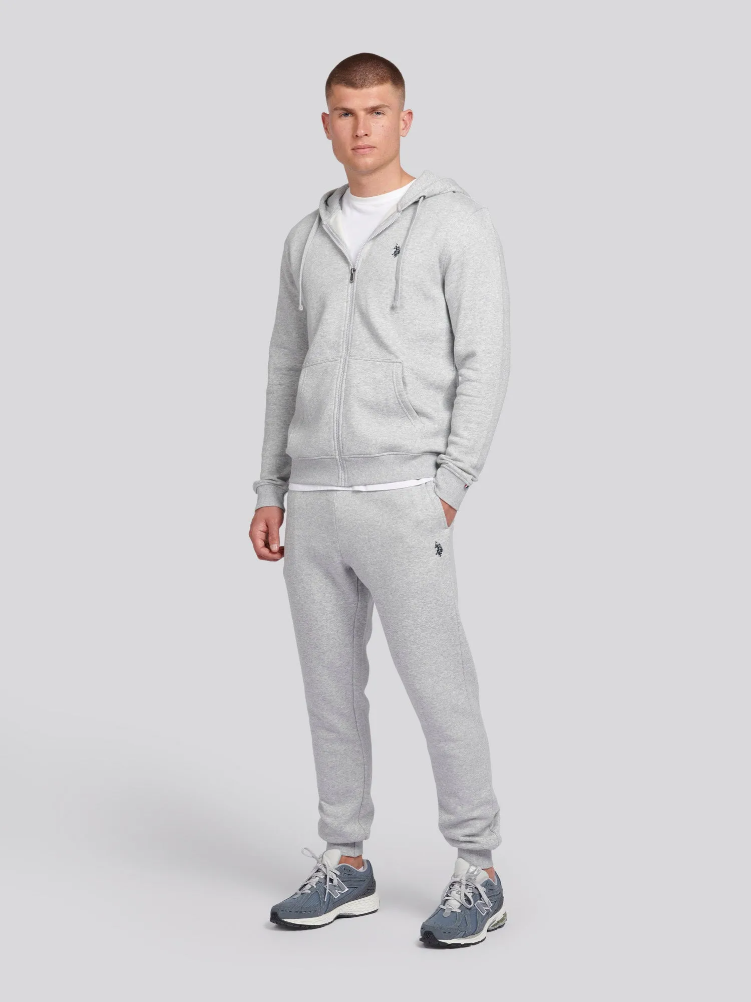 Mens Double Horsemen Joggers in Mid Grey Marl