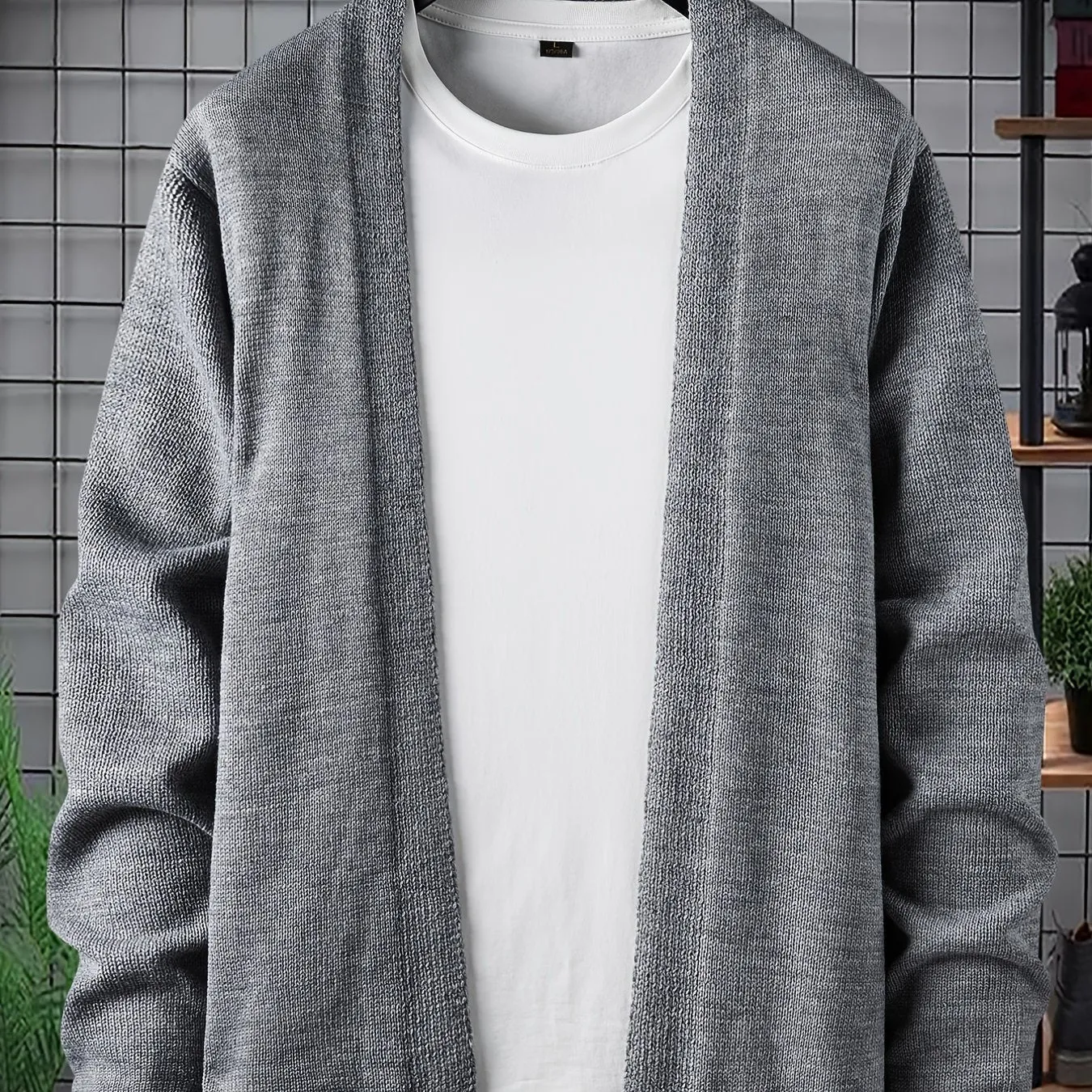 Men's Knit Cardigan Long Sleeves Crew Neck Sweaters, Preppy Clothes