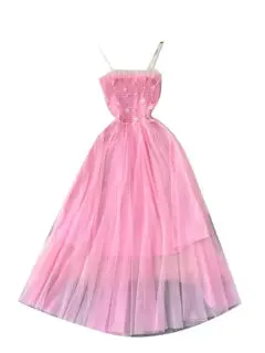 Mori Beaded Puffy Mesh Slip Dress