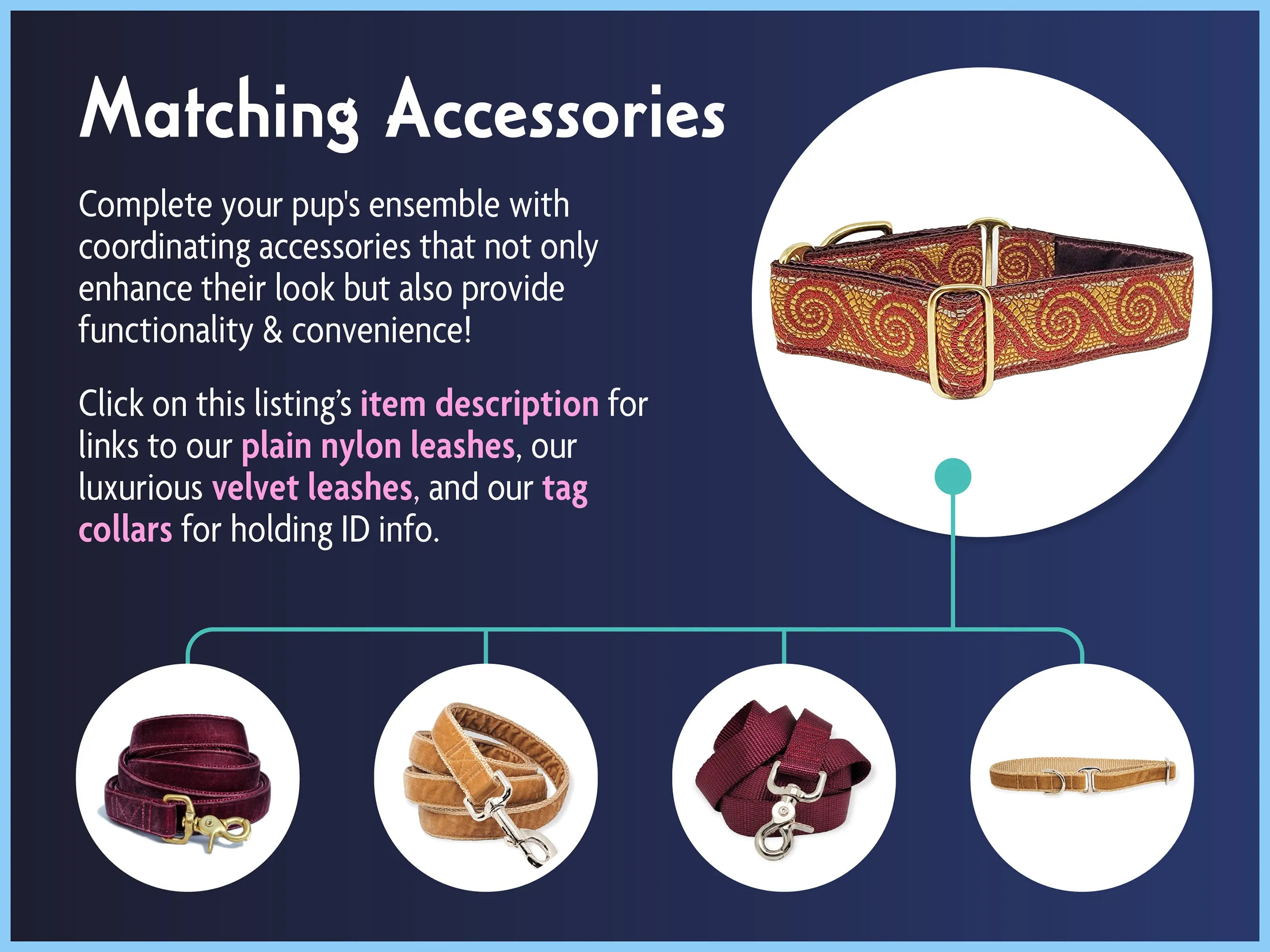 Mosaic Scroll in Burgundy - Martingale or Buckle Dog Collar - 1.5" Width