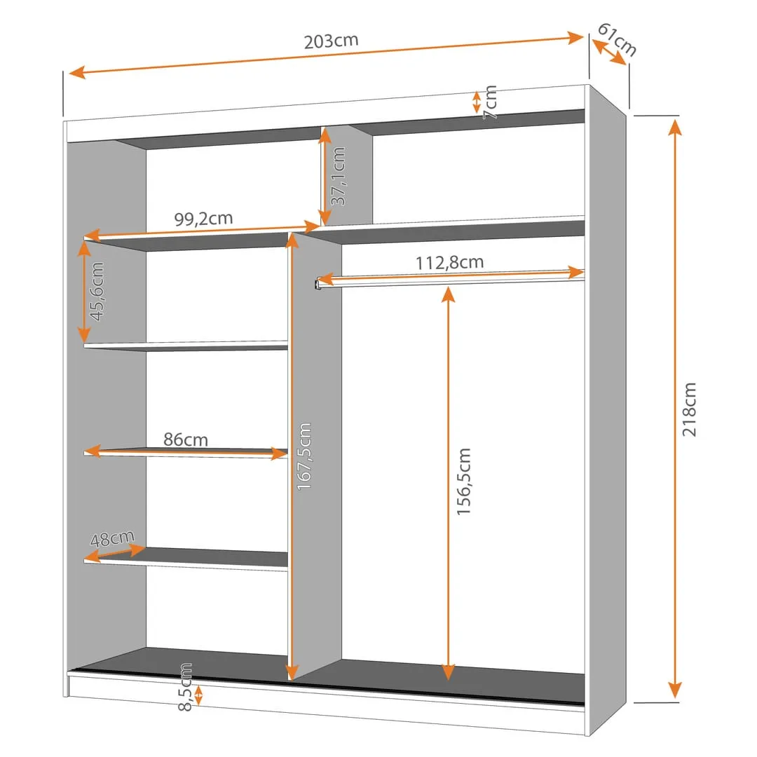 Multi 31 Sliding Door Wardrobe 203cm