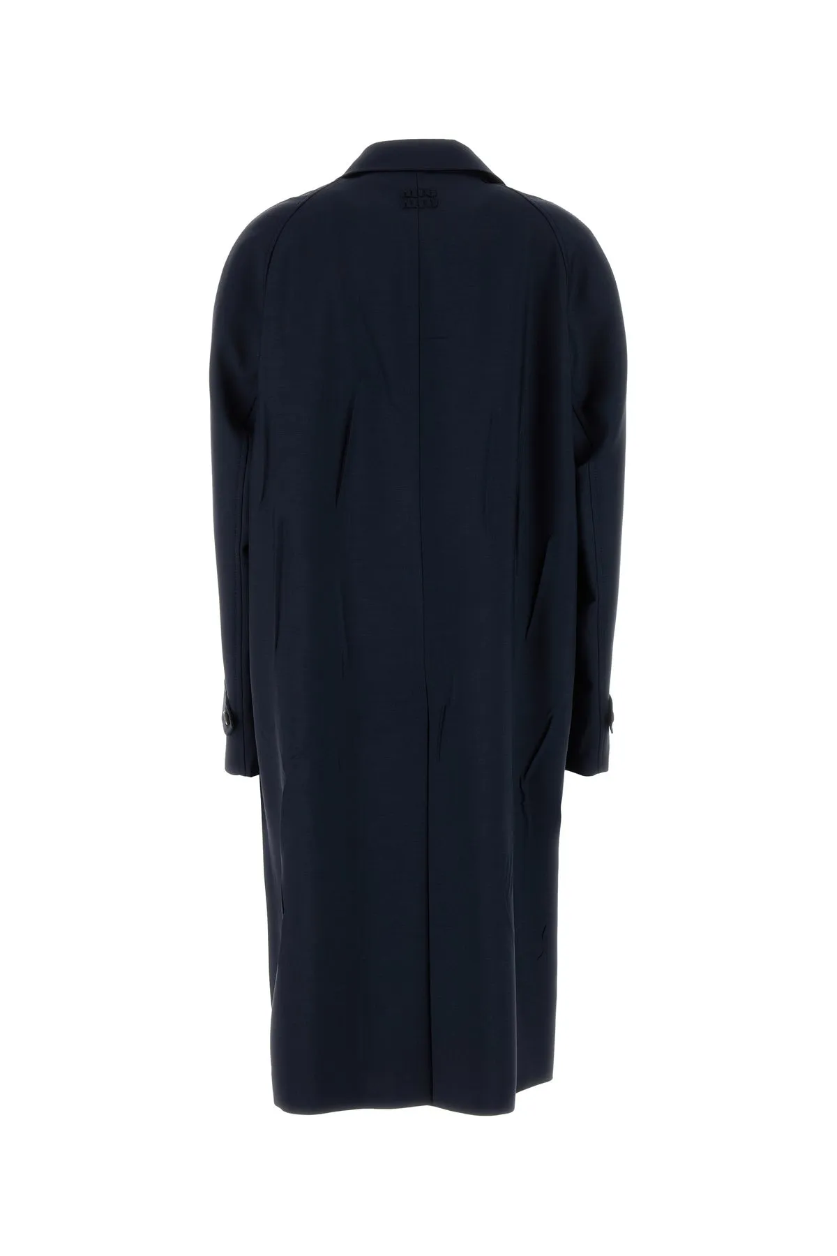 Navy blue mohair blend oversize overcoat
