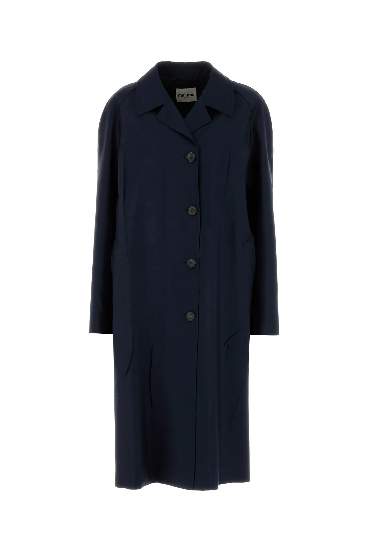 Navy blue mohair blend oversize overcoat