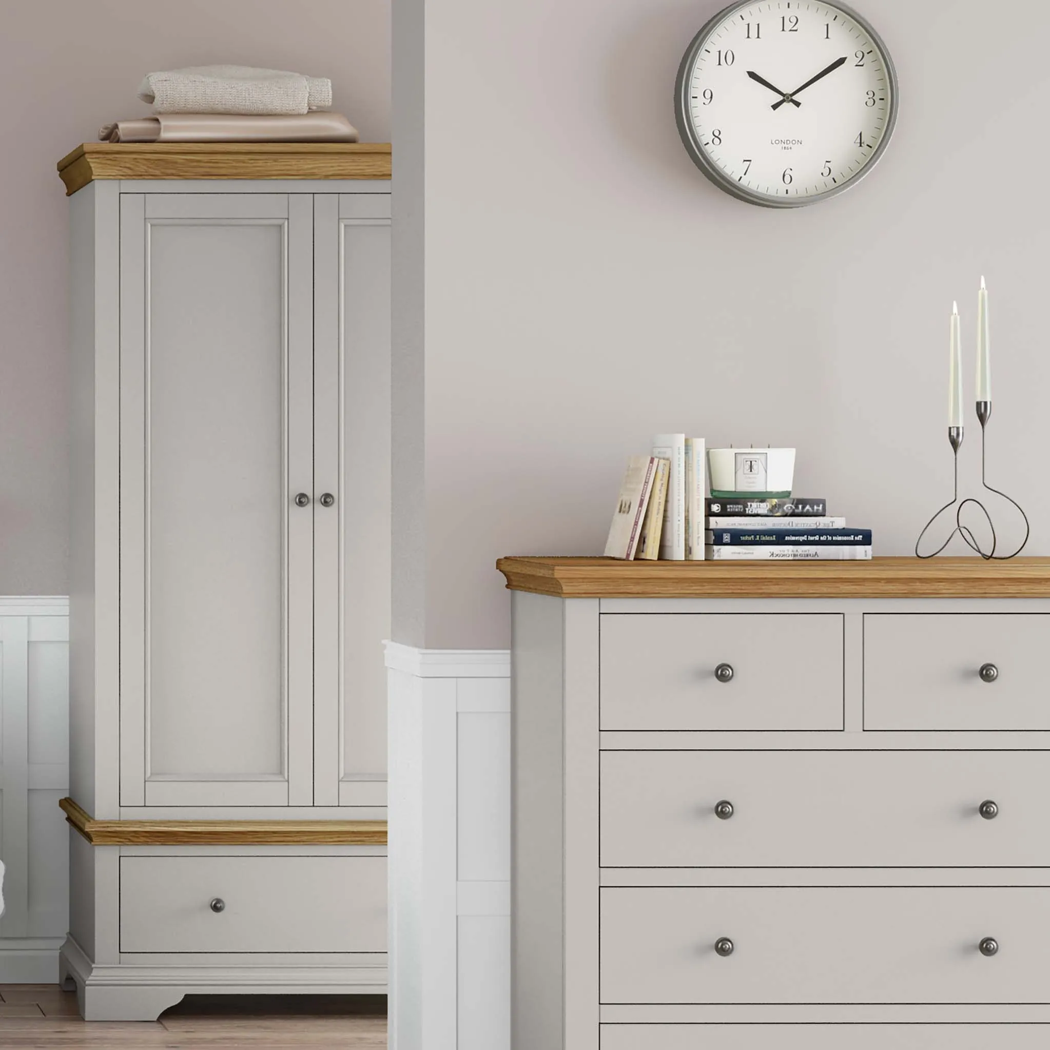 Normandy Grey Double Wardrobe with Drawer