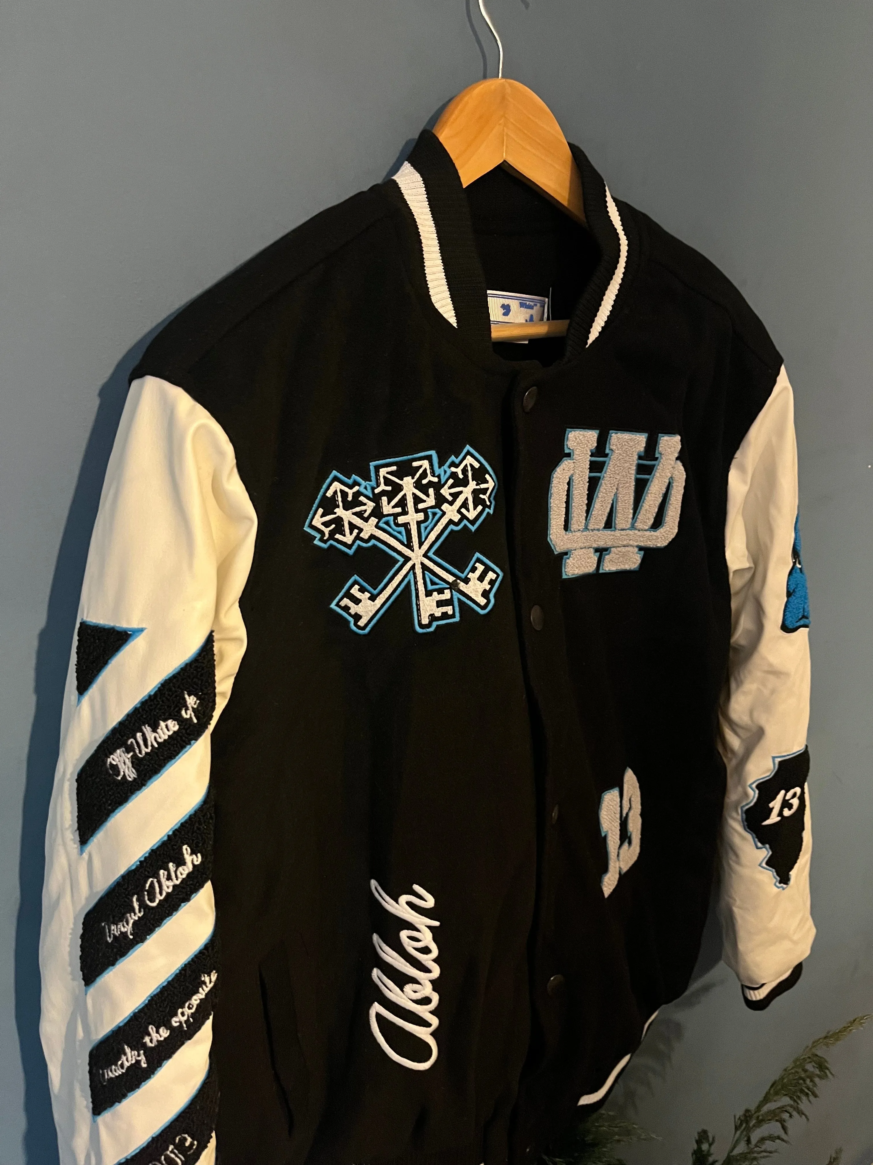 Off-White "Logo-Patch Varsity" Jacket styled in Black for Fall&Winter 2024