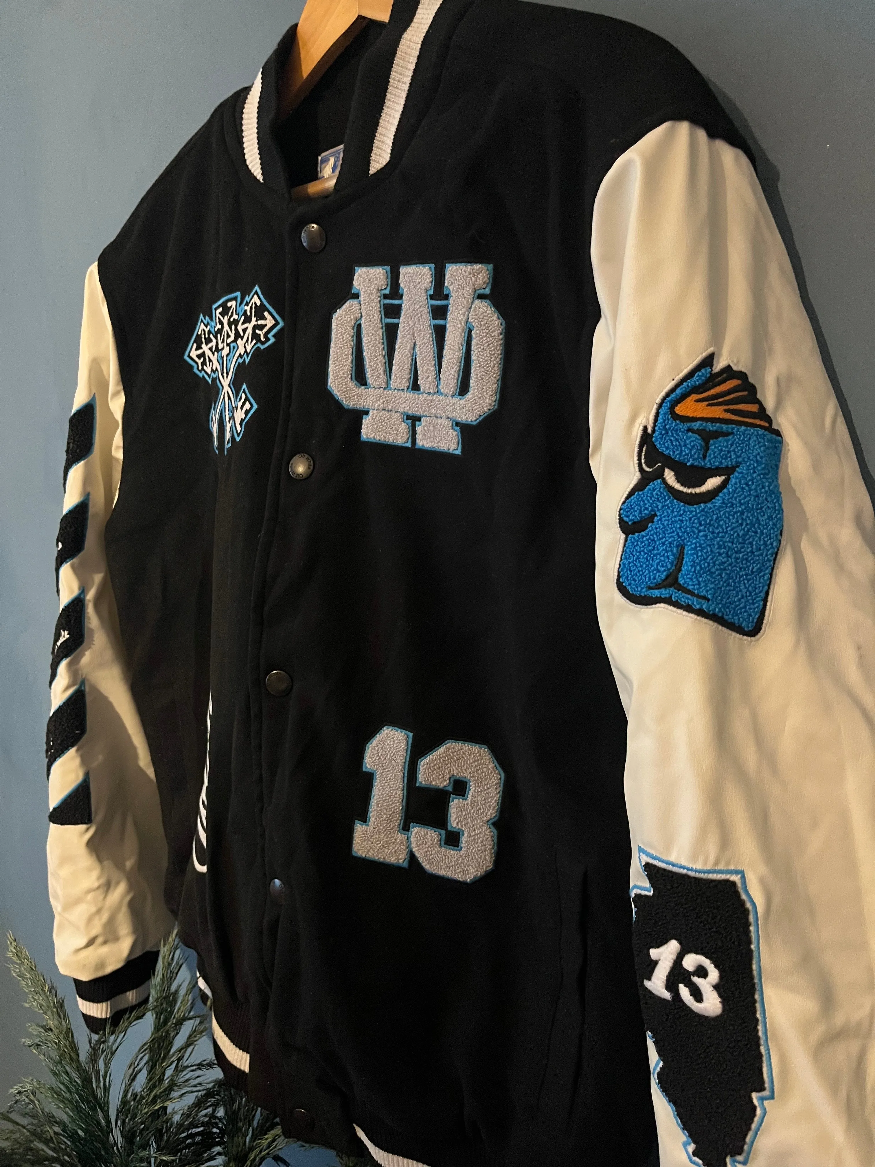 Off-White "Logo-Patch Varsity" Jacket styled in Black for Fall&Winter 2024